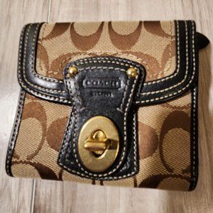 Vintage Coach Signature Jacquard Brown & Black Wallet